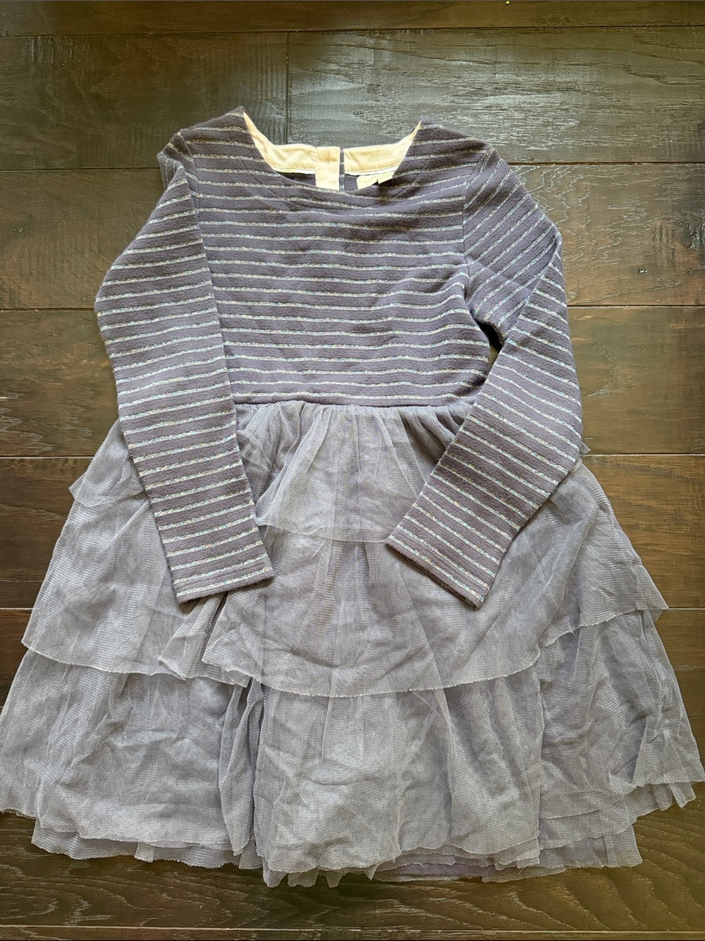 Mini Boden Girls' Layered Tulle Long-Sleeve Dress in Lavender Gray